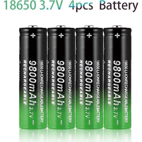 100%18650 Lithium Batteries Flashlight 18650 Rechargeable-Battery 3.7V 9800 Mah for Flashlight + USB charger
