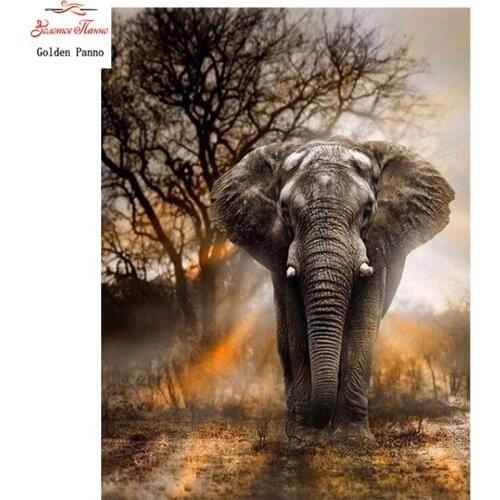 100% Full Daimond 5D Diy Animal Painting Painting Diamond Square Full Rhinestone 3D Animal Elephant Embroidery 12
