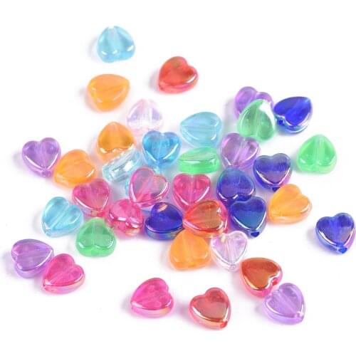 100pcs Heart Shape 9x8mm Colorful Resin Plastic Loose Beads Wholesale lot Crafts Findings for DIY Jewelry Making
