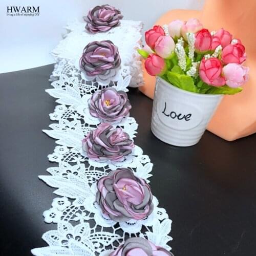 2yard High quality 11.3cm 3D lace fabric wedding dress accessories skirt lace with hand-made scalded cloth flower hollow LACE