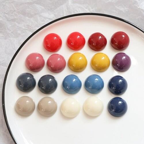 20pcs Korean style ins color half pill resin Earrings for Women 18mm cut surface diy jewelry earring nail accessories material