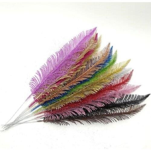 20pcs 42cm Artificial Glitter Feather For Flower Arrangement Wedding Christmas Tree Party Home Garden Decoration