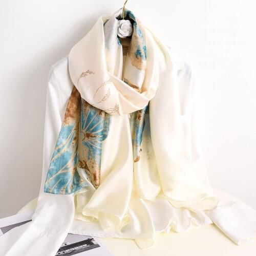 2021 Women Silk Winter Scarf Luxury Design Print Lady Beach Shawl Scarves Fashion Smooth Foulard Female Hijab