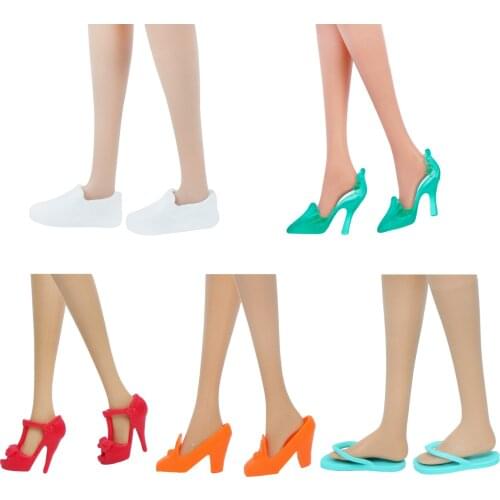 5 Pcs/Lot High Quality Mix Style Doll Shoes Daily Wear High Heels Flat Shoes for Barbie Doll Accessories House Baby Girl Toy