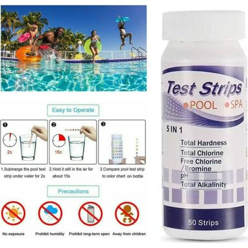 50pcs Multipurpose Chlorine PH Test Strips SPA Swimming Pool Water Tester Paper CFE