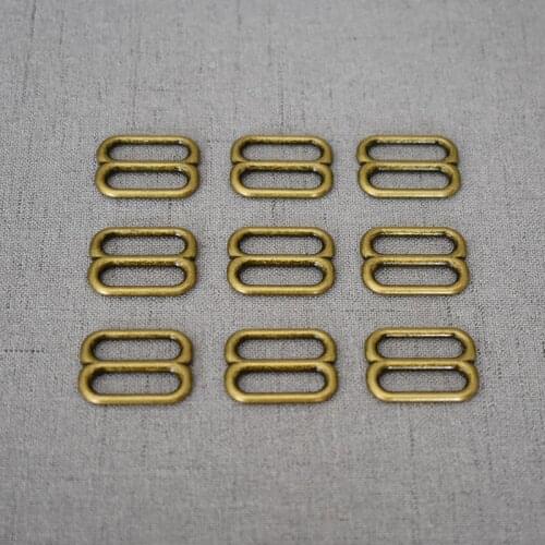 50 Pcs/Pack 20mm Antique Brass Metal Rectangle Adjust Buckle Slider Loop Thickness Shoulder Leather Bag Strap Belt 20BXK-g