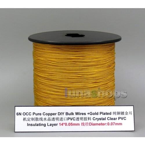 6m 6n OCC + Gold Plated 24AWG 14*0.05mm PVC OD 0.7mm DIY Audio Headphone Earphone Cable LN006017