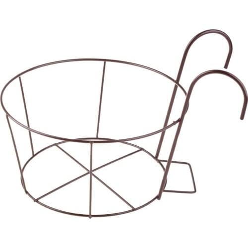 Balcony Hanging Plant Racks Balcony Round Flower Pot Rack Railing Fence Outdoor Window Iron Bonsai Stand