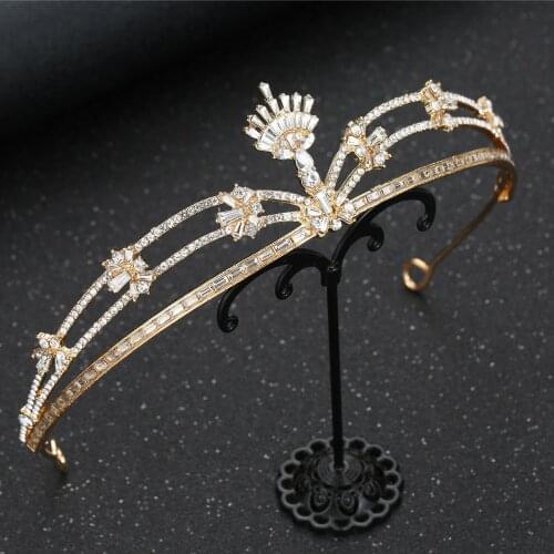 Baroque Crystal Rhinestone Flower Hairband Women Bridal Headpiece Wedding Tiara Hair Accessories Crown Hairwear Jewelry