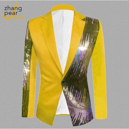 New Arrival Men Blazer Hombre Mens Slim Fit Blazer Jacket Patchwork Single Button Mans Blazer Coat Chaqueta