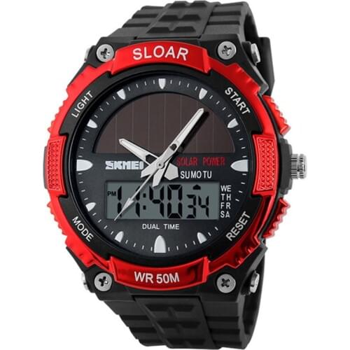 Mens Sports Watches Solar Digital LED Military Watch Men Fashion Casual Electronics Wristwatches Man Clock reloj hombre SKMEI