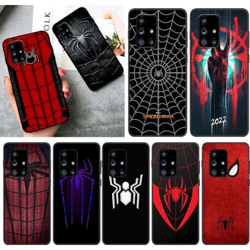 Marvel Spiderman Logo For Samsung A01 02 02S 11 12 21 21S 22 31 32 41 42 51 72 S20 Ultra Plus 4G 5G Black phone Case