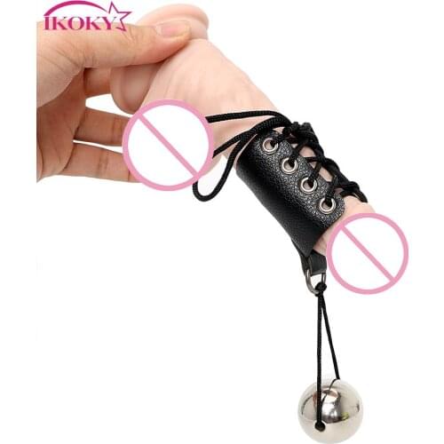 IKOKY Sex Toys for Men Male Cock Ring with Heavy Metal Ball Penis Enlarger Stretcher Penis Growth by Weight Exercise