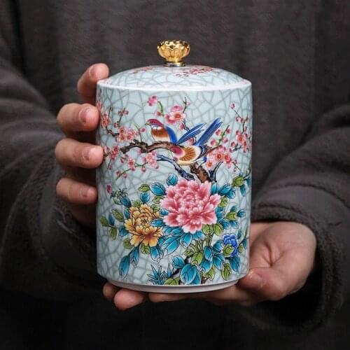 Chinese Style Ceramic Storage Jar Living Room Sealed Jar Dried Fruit Storage Box Household Kitchen Supplies Cereal Dispenser