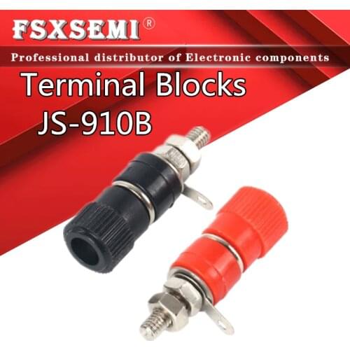 10pcs Terminal Blocks JS-910B JS-910 4mm Amplifier Terminal Connector Binding Post Banana Plug Jack Mount Black red