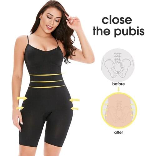 Women Super Slim Full Body Shape Wear Backless Spaghetti Strap Bodysuit High Waist Butt lifter Tummy Control Seamless Shapewear