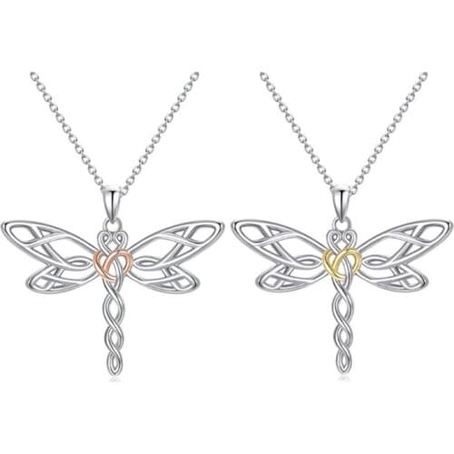 Creative Female Dragonfly Pendant Necklace Gold/Rose Gold Color Necklaces For Women Simple Insect Wedding Necklace