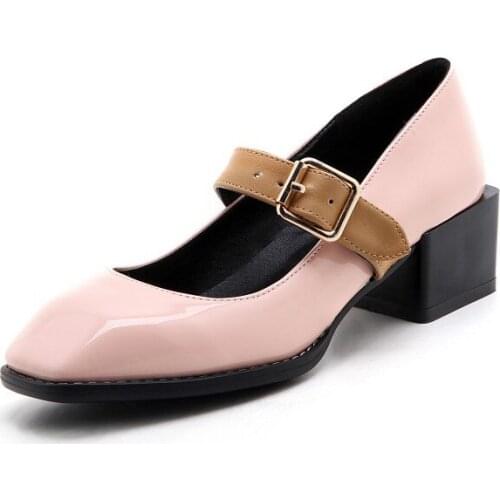 Big Size Square head sweet single shoes ladies high heels women shoes woman pumps