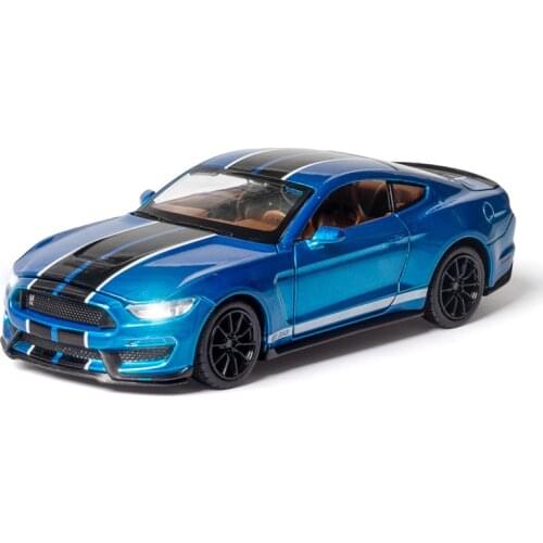1/32 Alloy Ford Mustang Shelby GT350 Supercar Model Toy Car High Simulation Sound Light Pull Back Toys Vehicle Gifts
