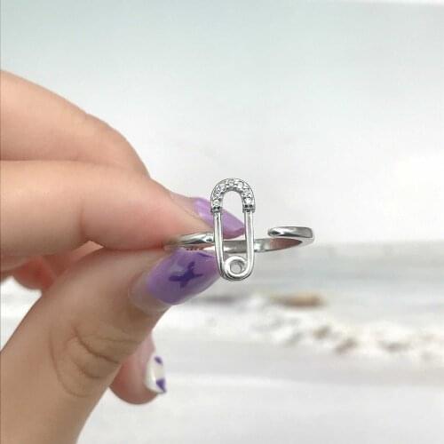 Fashion Simple Pin Rings With Shiny Small Zircon Opening Adjustable Jewelry For Women Wedding Party Statement Accessories S925