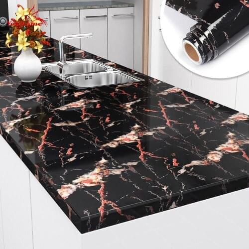 Marble Kitchen Oil-proof Wallpaper Self-Adhesive Wall Stickers Contact Paper Countertop Vinyl Sticker Waterproof Home Decorative