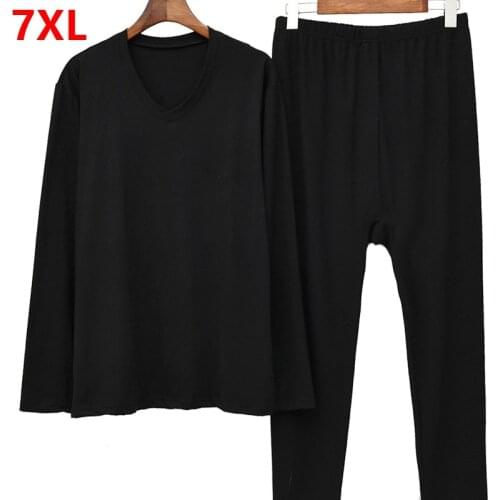 Mens big size Long Johns plus size thermal underwear thin section plus fertilizer XL cotton base set 7XL 6XL 5XL 4XL 3XL