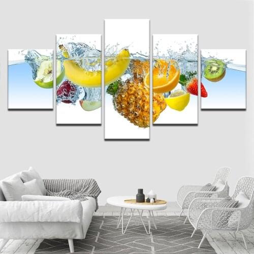 Wall Art Modular HD Printed Painting Fruits Poster Picture 5 Pieces Pineapple Canvas Home Decor Kitchen Restaurant Frame Artwork