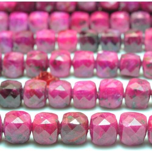 Natural Ruby Faceted Cube Loose Beads Red Wholesale Gemstone Semi Precious Stone Bracelet Necklace Diy Jewelry Making Design