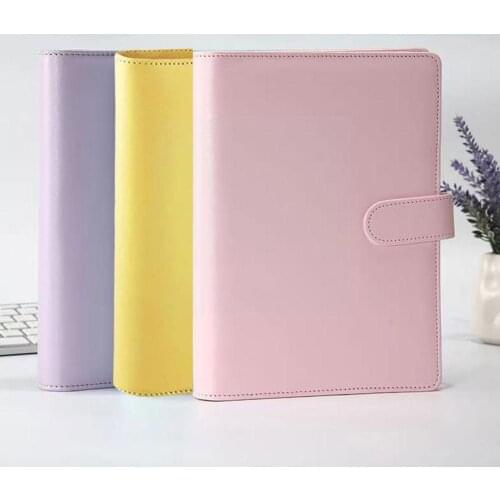 A6 Pu Leather Loose Leaf Notebook Cover Macaroon Color Planner Binder Cover Notebook Ring Agenda 6 Cover Stationery Journal D9h8