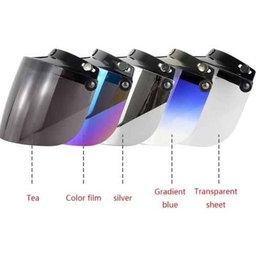 Windproof 3-Snap Visor Lens Shield for Motorcycle Helmets Flip Up Down Open Face Anti glaring Helmet Accessories