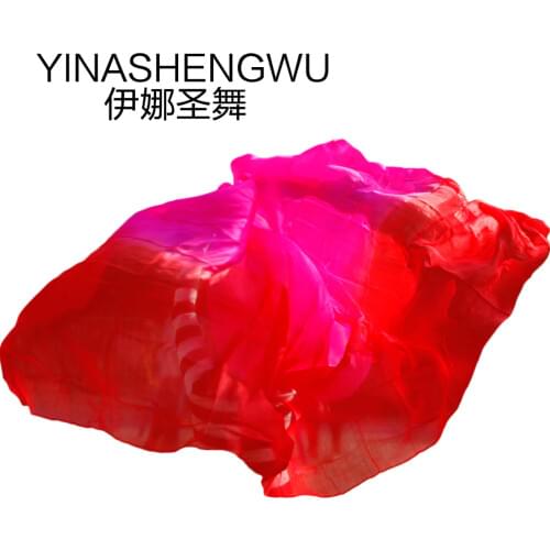 Silk Belly Dance Veils Shawl Scarf Belly Dance Practice Performance Silk Veils Rose + Red