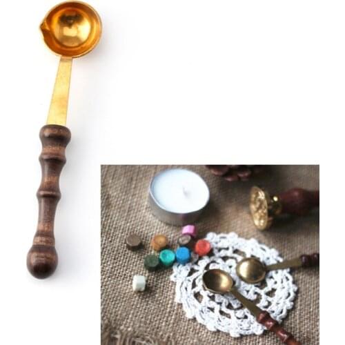 Scrapbooking SBrass&Wood Spoon For Melt Wax Melted Dissolve Wax Seal Stamp Envelope Craft Stamp Wax Seal Stamp