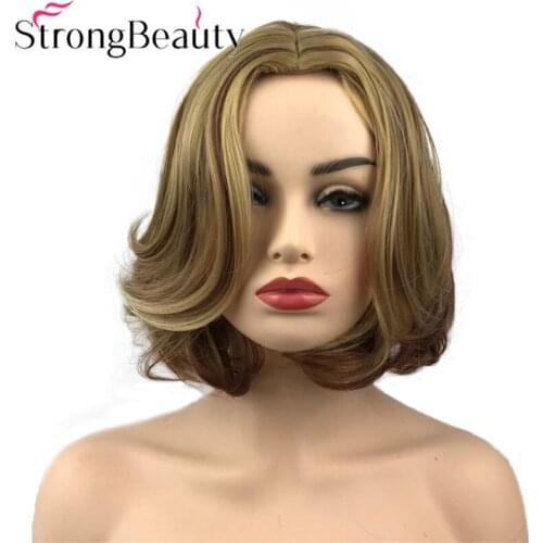 StrongBeauty Short Wigs Body Wave Synthetic Wig Women Lady Hiar Heat Resistant Hair