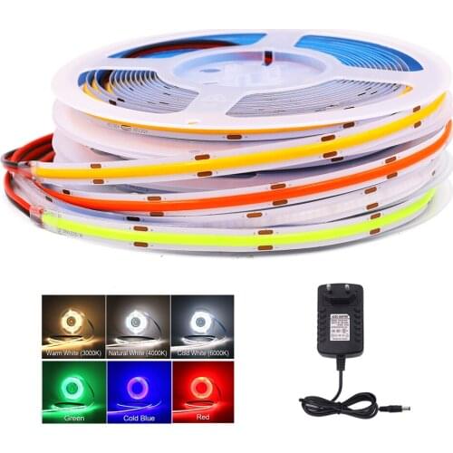 COB LED Strip Light 12V EU US Flexible Led Lights 320 384 528 LEDs High Density FOB Led Tape Linear Dimmable 3000K 4000K 6000K
