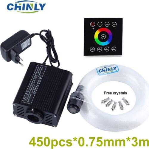 16W RGBW LED Fiber Optic Light 2.4G wireless wall switch touch controller 3 Meters 450pcs Stars Ceiling Kit Lights