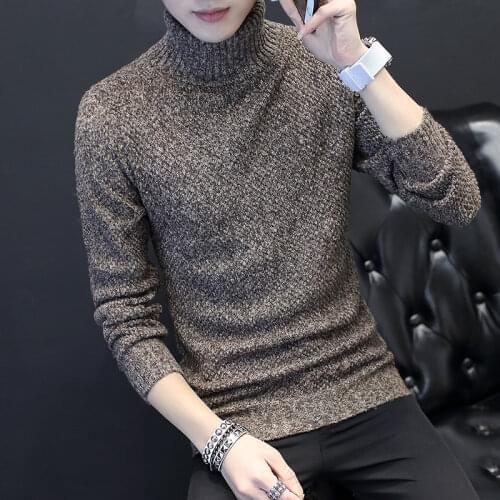 Fashion Mens Turtleneck Sweater Knittde Pullovers Mens Clothes Autumn Winter Casual Sweater Turtleneck Slim Fit Warm Pullovers