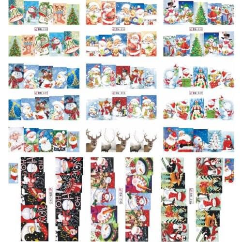 On sale !! 1lot by 10 papers 12 New Style Nail Art Water Sticker Christmas trees and shoes in 2016 for BN229-240