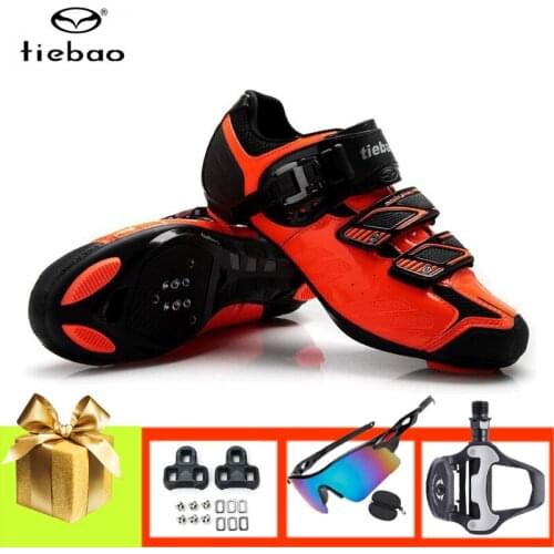 Tiebao Cycling Shoes Unisex Sapatilha Ciclismo Add Bicycle Pedals Sunglasses Self-locking Breathable Athletic Riding Bike Shoes