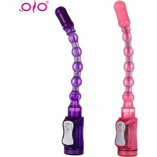 OLO Vibrating Stick Beads Drill Shape Flexible Vibrator Adult Products Anal Type Butt Plug Flexible Anal Sex Toys