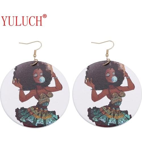 YULUCH African natural wooden painted original innovative design national fashion woman jewelry accessories pendant party gifts
