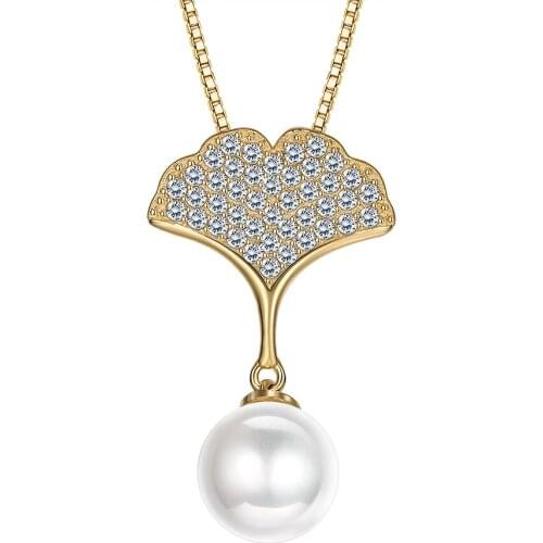 ZEMIOR Sterling Silver 925 Pendant Necklace For Women Zircon With Ginkgo Leaf Necklaces Anniversary Fine Jewelry Hot Sale
