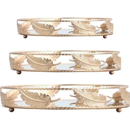 Nordic Style Mirror Plater Cosmetic Vanity Tray - Mirrored Decorative Plate for Perfume, Trinket, Makeup Display