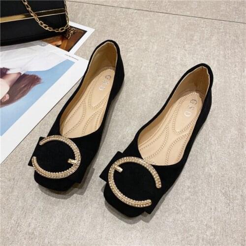 European and American Fashion Faux Suede Square Toe Womens Shoes Red Wedding Shoes Soft Sole Flats Slip On Ballet Shoes Loafers