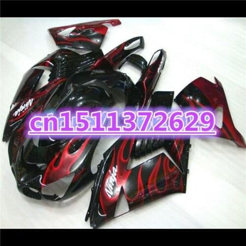 ZZR1400 Motorcycle Fairing For KAWASAKI ZX14R 2006 2007 2008 2009 2010 2011 red flame ZX-14R 06-11 fairing body-Dor D