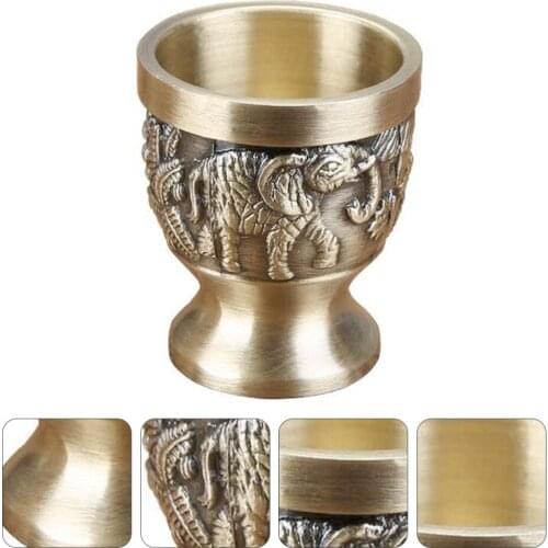 1Pc Vintage Hand-Made Alloy Engraving Animal Pattern Shot Glass Chalice