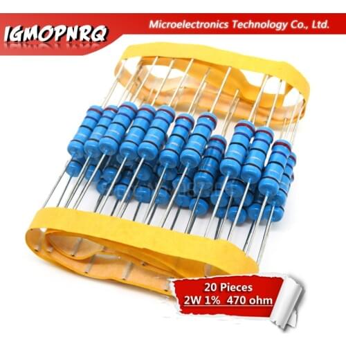 20pcs 2W Metal film resistor resistance 1% 2W-470R 470ohm 470R