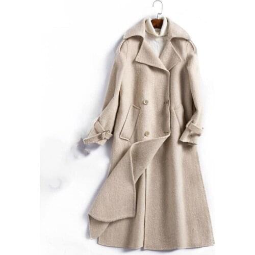 2018 autumn and winter new double-sided cashmere coat original woolen coat female solid color long ladies woolen coat female