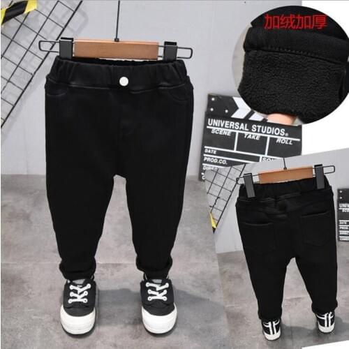 2020 Winter Childrens Pants Kids Pants Baby Boys Jeans Plus Winter For Baby Boys Denim Pants Toddler Clothing 2-7 Years