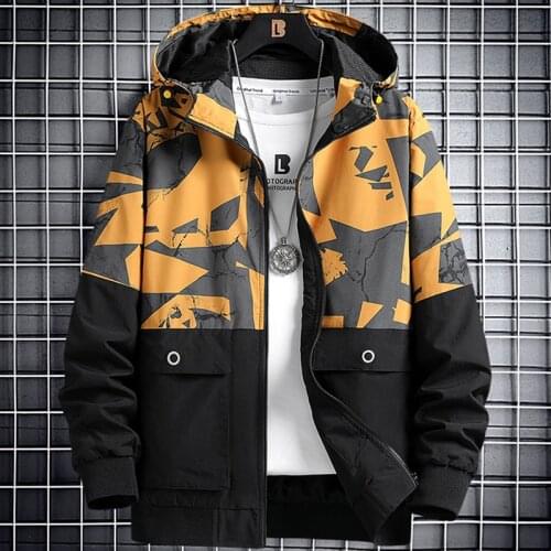 Anbican 2021 New Fashion Patchwork Men Windbreaker Jacket Spring Autumn Streetwear Zipper Outfits Men Hooded Coats Big Size 8XL