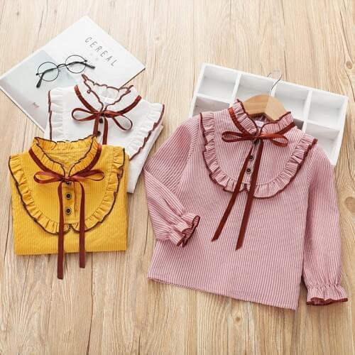 Teenage White Blouses For Girls Formal Clothes Turn-Down Collar Bow Shirts Girls School Uniforms Preppy Style Girls Blouses